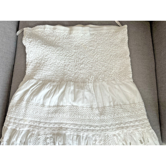 Michael kors Eyelet Tiered Bandeau Maxi Dress White Cotton cottage core Large - Picture 7 of 12